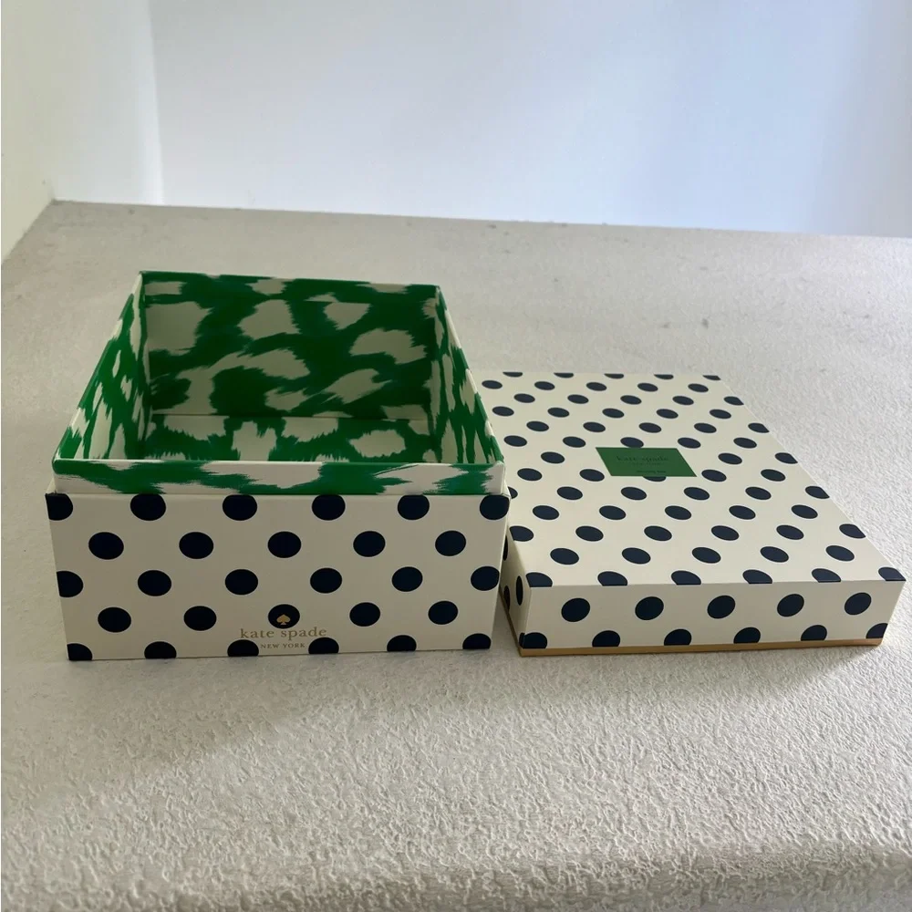 Kate Spade New York Small Nesting Storage Box Navy Blue Dots NWT